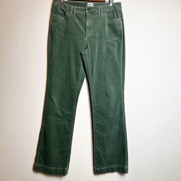 Chico’s Vintage Green Corduroy Jacket & Flare Pants Suit Sz M / 8 / Chico’s 1 - Picture 10 of 16